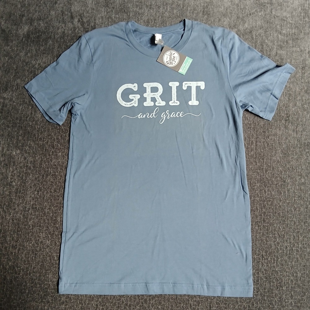 The Graphic Tee Grit and Grace Blue T-Shirt Bella Canvas Medium NWT
